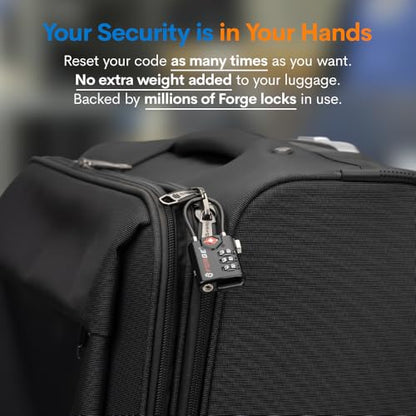 Open Alert TSA Approved Luggage Locks, 6 Pack, Easy Read Dials with Alloy Body. - color: Black 6 Pack