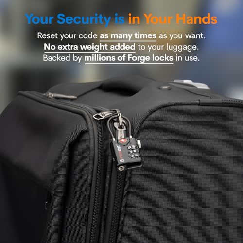 Forge TSA Approved Luggage Locks, Open Alert Cable Lock, Black, 2 Pack - color: Black 2 Pack
