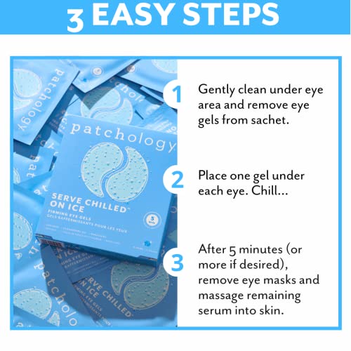 Patchology Iced Cooling Under Eye Mask Patches with Peptides, Cloudberry Oil and Bakuchiol. Cool eye gels to firm skin and soothe, reduce fine lines and under eye bags 5 Pair (Pack of 2) - size: 5 Count (Pack of 2)