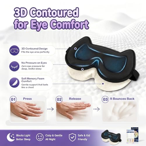 Kids Sleep Mask, 3D Contoured Kids Eye Mask for Sleeping - color: Purple