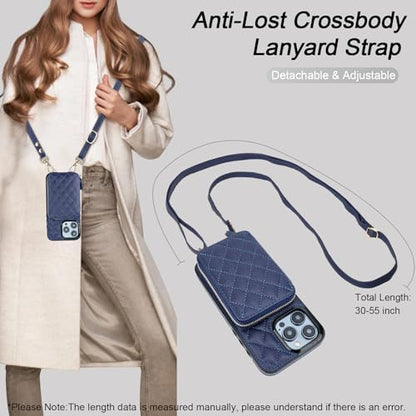 Bocasal Crossbody Wallet Case Card Holder for iPhone 14 Pro Max Dark Blue - color: Dark Blue