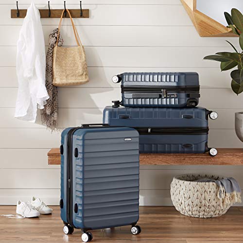 Amazon Basics 21" Hardside Carry-On Luggage with TSA Lock, Expandable, Organized Interior with Divider and Pockets, Spinner Wheels, Navy Blue - style: Navy Blue - Standard