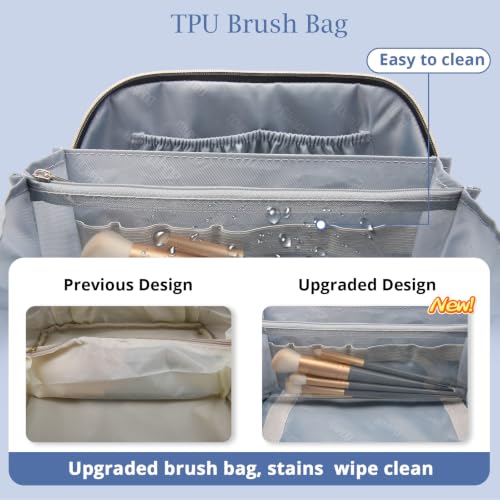 BOYATU Travel Makeup Bag Organizer: 3 Pcs Cosmetic Bag Set for Women Blue - color: C-Diamond Grid-Blue