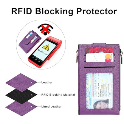 Chelmon Women's RFID Slim Card Holder Wallet - color: Purple Deep