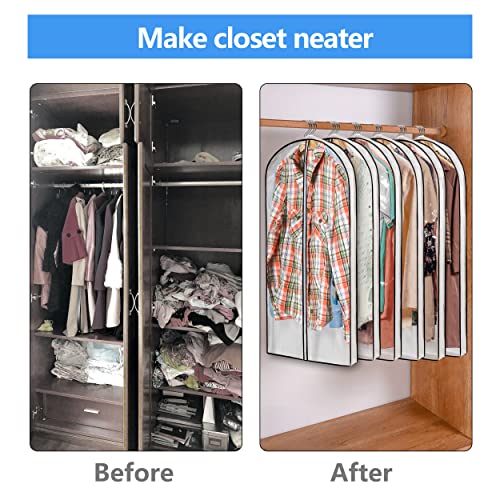 MsKitchen Clear Plastic Hanging Clothes Bags with 4" Gusseted Garment Bags for Storage, Suits, Coats, Sweaters, Shirts - 24" x 40" x 4"",3 Pack - size: 24"x40"x4"/ 3 Pack