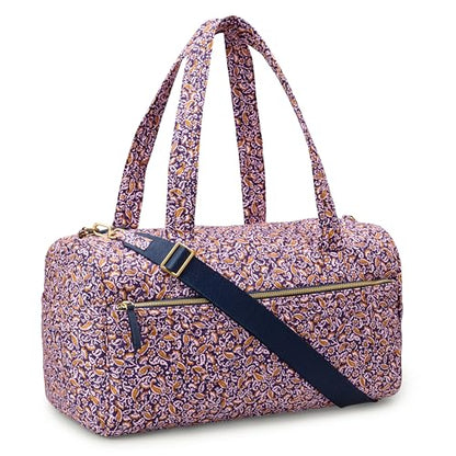 Amazon Essentials Women's Quilted Weekender Duffel Gym Bag with Trolley Sleeve, Navy Paisley, One Size - color: Navy Paisley