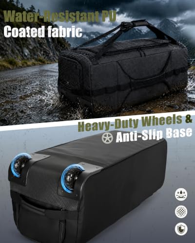 Smasrob 83L Rolling Duffle Bag with Wheels and Backpack Straps, Black - color: Black