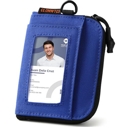 남성용 RFID 차단 동전 지갑, 지퍼 포켓이 있는 500D 나일론 EDC 지갑 파우치, 신분증 창, 키 클립, 카드, 현금 및 필수품 정리함, 블루., 아니요 - color: 블루.