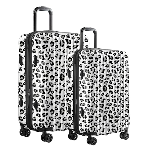 Luggage 2 Piece Set, Lightweight Hardside Suitcases, 20/24Inch - color: Leopard White, size: 2-piece(20"/24")