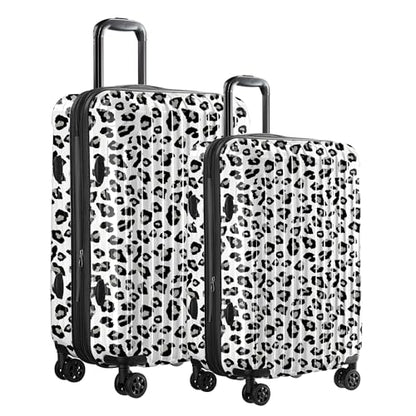 Luggage 2 Piece Set, Lightweight Hardside Suitcases, 20/24Inch - color: Leopard White, size: 2-piece(20"/24")