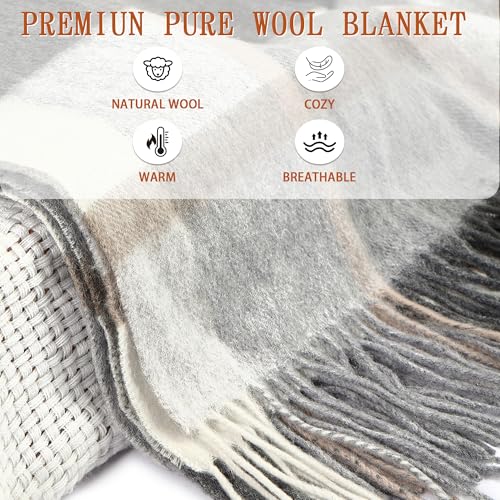 Soft Pure Wool Throw Blanket, Lightweight Warmth, 55"x83" - color: Wood Gray, size: Standard (1.5 lbs)