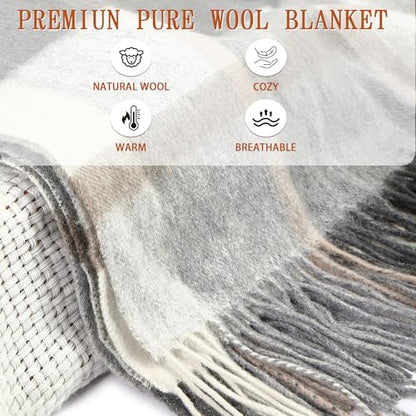 Soft Pure Wool Throw Blanket, Lightweight Warmth, 55"x83" - color: Wood Gray, size: Standard (1.5 lbs)