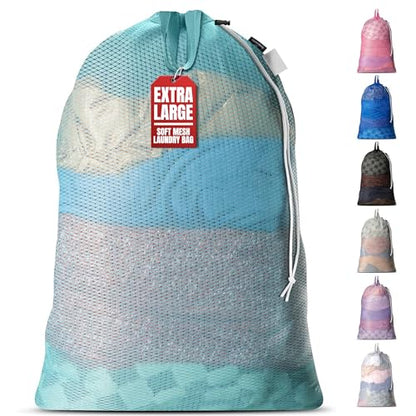 Handy Laundry Mesh XL Laundry Bag 24"x36" with Shoulder Strap, Teal - color: Teal, size: 1-Pack