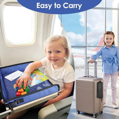 Kids Tray Table Cover, Airplane Tray Cover with Pockets - color: Navy Blue
