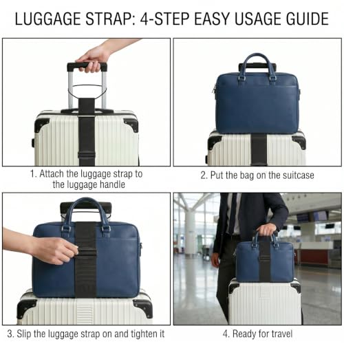 3Pcs Luggage Straps for Suitcases, Adjustable Luggage Connector Straps to Connect Two Suitcases for Secure Carry On & Travel Essentials