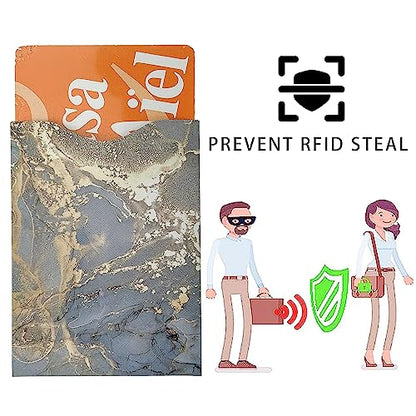 10 PCS RFID Blocking Sleeves, Credit Card Holder for Women Men Protect Cards Identity from Electronic Theft Travel Case Set (Marble Style - color: Marble Style
