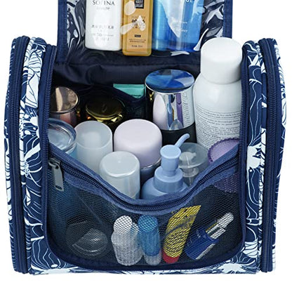 Narwey Large Hanging Travel Toiletry Bag for Women, Makeup Cosmetic Bag - color: B-Blue Lotus, size: Large