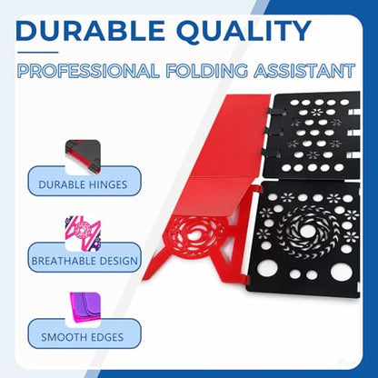 3Pack Foldable Laundry Board | Portable Shirt & Clothes Folder Organizer | Quick Folding Tool for Home & Travel（ Black Red, Cyan Blue and Pink Purple ） - color: 1 Pink Purple 1 Black Red 1 Blue