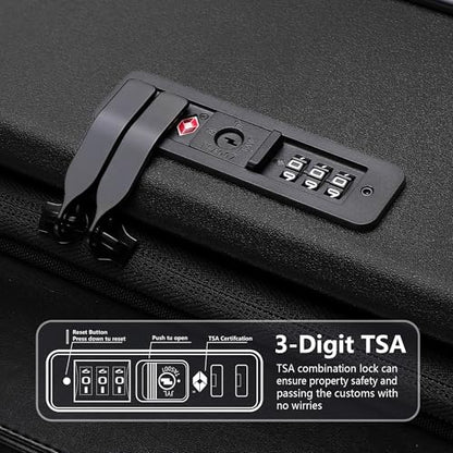 28 Inch Luggage with Spinner wheels, Expandable Hybrid Soft Front & Hard Shell Large Checked Luggage with TSA Lock, Black - color: Black, size: 28 Inch