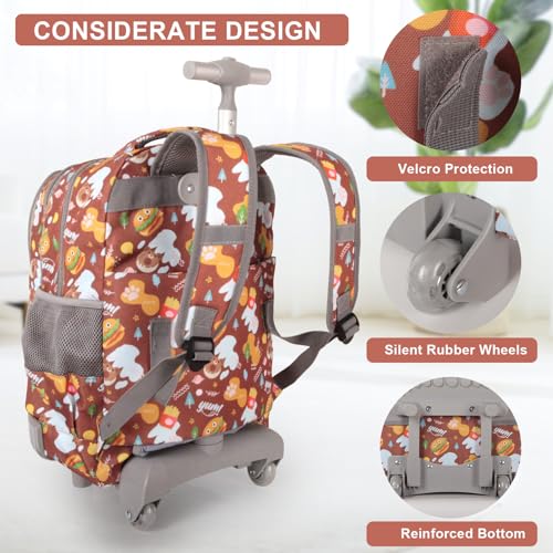 Tilami Rolling Backpack for Boys and Girls,Humburgers - color: Humburgers