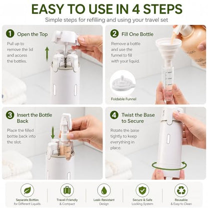 4 in 1 Travel Dispenser Bottle, Green - color: Green