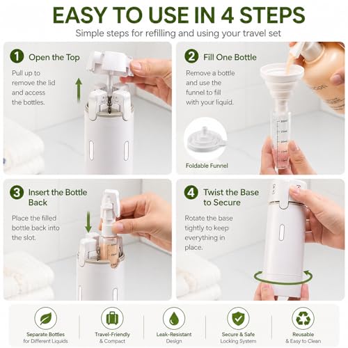 4 in 1 Travel Dispenser Bottle, Green - color: Green