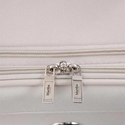 Martha Stewart Softside Checked Luggage | 27" Lightweight Expandable Suitcase | Medium Checked Suitcase with 360° Spinner Wheels & Spacious Interior | Light Gray - color: Light Grey, size: 27"