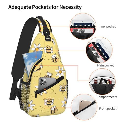 Women's Hiking Daypack Sling Bag Crossbody Backpack - Bee | Polyester,10L, Lightweight, Anti-Theft, Water Resistant - color: Bee