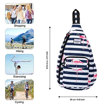Backpack Sling for Women Anti-Water Crossbody Bag Inclined Adjustable Pack - color: Flamingo
