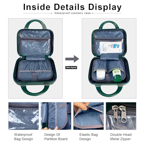 12 Inch Multi-Purpose Waterproof Hard Shell Makeup Case (Green) - color: H003-Green-12 Inch