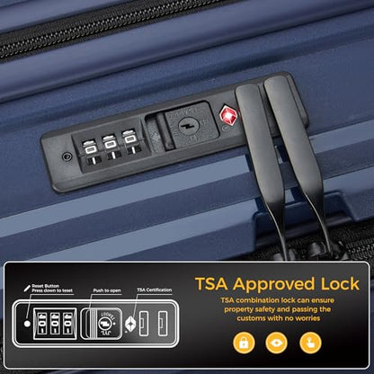 20-Inch Hardside Carry On Luggage Laptop Compartment, Expendable Suitcase - color: Dark Blue