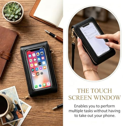 Touchscreen Crossbody Phone Purse for Women, Anti-Theft Phone Bag Wallet