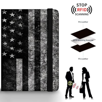 Passport Holder Wallet Cover Case,RFID Blocking Passport Cover,Large Capacity Travel Wallet with Multi Card Slots (Black and White American Flag) - color: Black and White American Flag