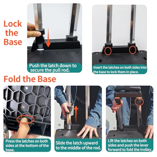 Backpack Trolley with 5 Swivel Wheels, Large Base Folding Luggage Cart - size: 5 Wheels with Larger Base
