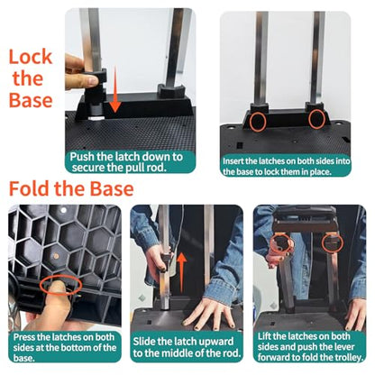 Backpack Trolley with 5 Swivel Wheels, Large Base Folding Luggage Cart - size: 5 Wheels with Larger Base