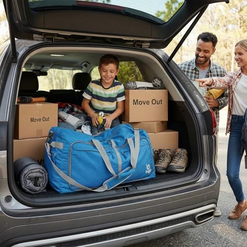 Bago Travel Duffle Bag for Women & Men. Extra Large Foldable Duffel Bags - color: Blue, size: 120L