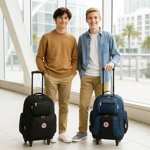 World Traveler Transworld 22-Inch Carry-On Rolling Backpack - BlackNavy - color: Blacknavy