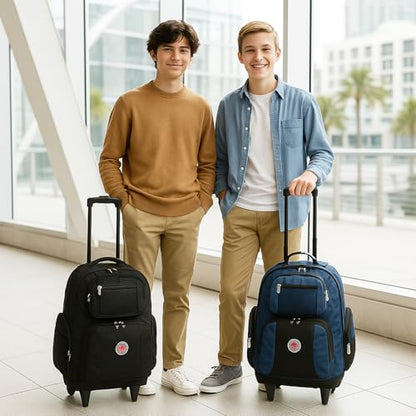 World Traveler Transworld 22-Inch Carry-On Rolling Backpack - BlackNavy - color: Blacknavy