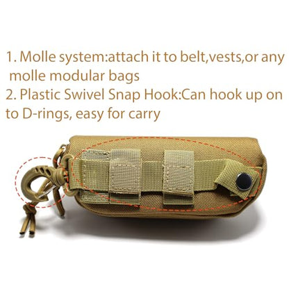 Tactical Molle Glasses Case Tactical Eyeglasses Case Shockproof Sunglasses Carrying Protective Box with Clip - color: Khaki