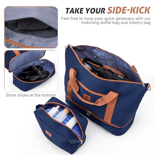 KUNEL Luggage Sets 5 Pcs suitcases with Wheels, 20/24/28Inch, Blue - color: Blue