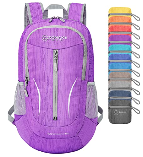 ZOMAKE 25L Lightweight Packable Backpack, Foldable Daypack(Purple) - color: Purple