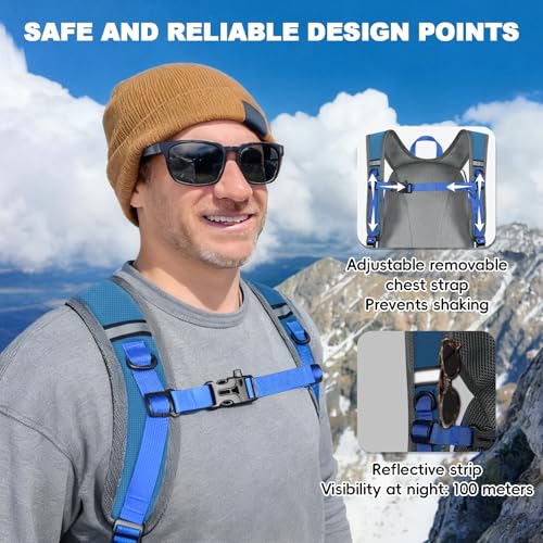 Seektop Packable Waterproof Hiking Backpack, 20L Lightweight Daypack | Tear-Resistant Nylon Material, Multi-Compartment Storage, Ultralight Small Foldable Travel Hiking Daypack for Men & Women - color: Blue