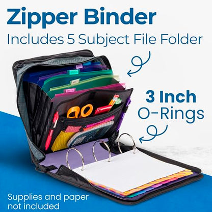 Case-it School Zipper Binder | 3-Inch O-Rings | 600-Sheet | D-146 Lavender - color: K Purple Lavender, size: 1 Pack