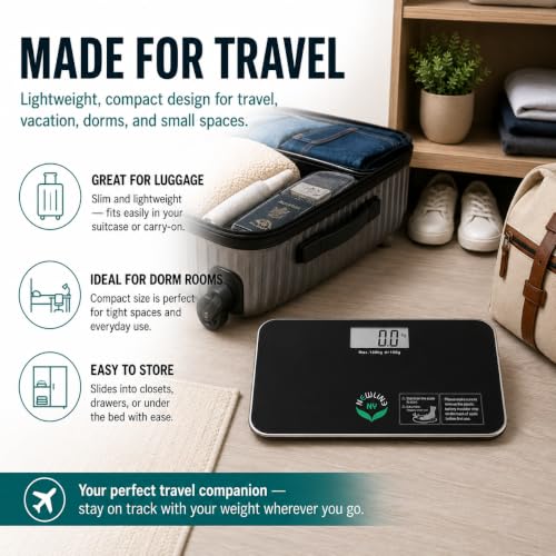 700 Series Travel Digital Bathroom Scale, 400 lb, Cool Black - color: Black
