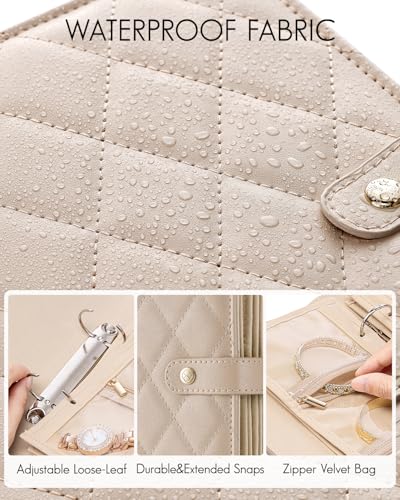 VLANDO Jewelry Travel Organizer,Loose-Leaf with Clear Velvet Pouches,Toffee - color: 02.Toffee