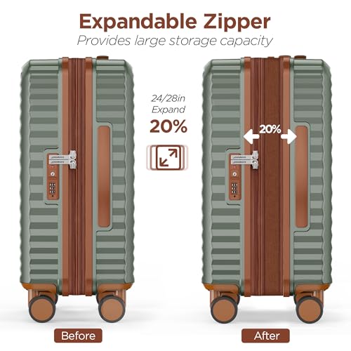 SHOWKOO 5pcs Luggage Set, 100% PC Durable Hardshell Suitcase - color: Army Green, size: 5PCS