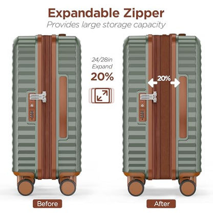 SHOWKOO 5pcs Luggage Set, 100% PC Durable Hardshell Suitcase - color: Army Green, size: 5PCS