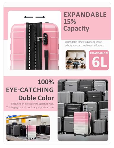 Tolino Checked 24 In Expandable Luggage Hardside Suitcase with Wheels - color: Peach, size: M(24 In)