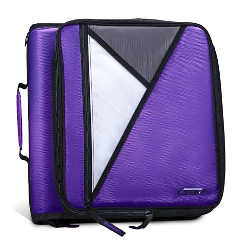Case-it School Zipper Binder | 2" O-Rings | 400-Sheet | LT-007 Deep Purple - color: Purple/White, size: 1 Pack
