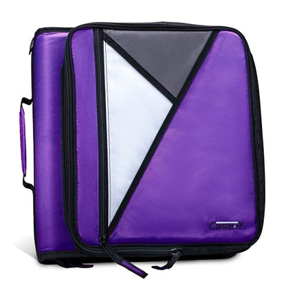 Case-it School Zipper Binder | 2" O-Rings | 400-Sheet | LT-007 Deep Purple - color: Purple/White, size: 1 Pack